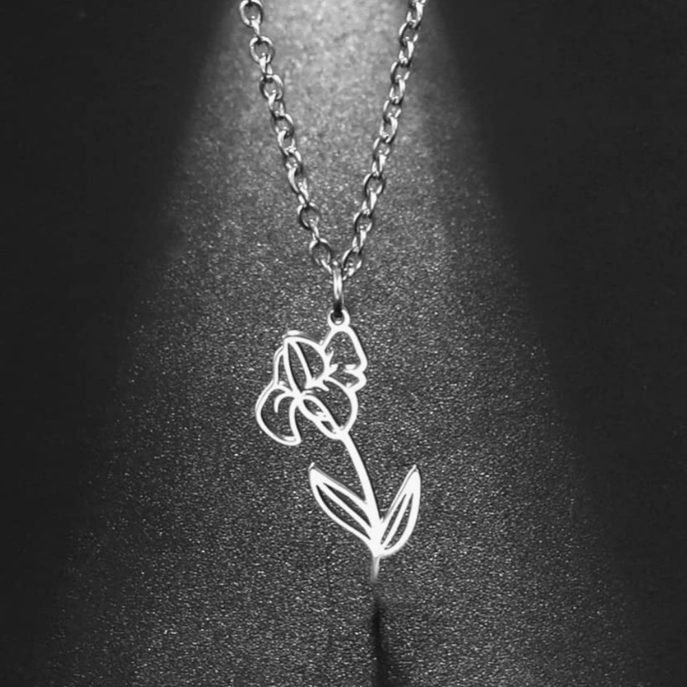 Birth flower necklace iris February
